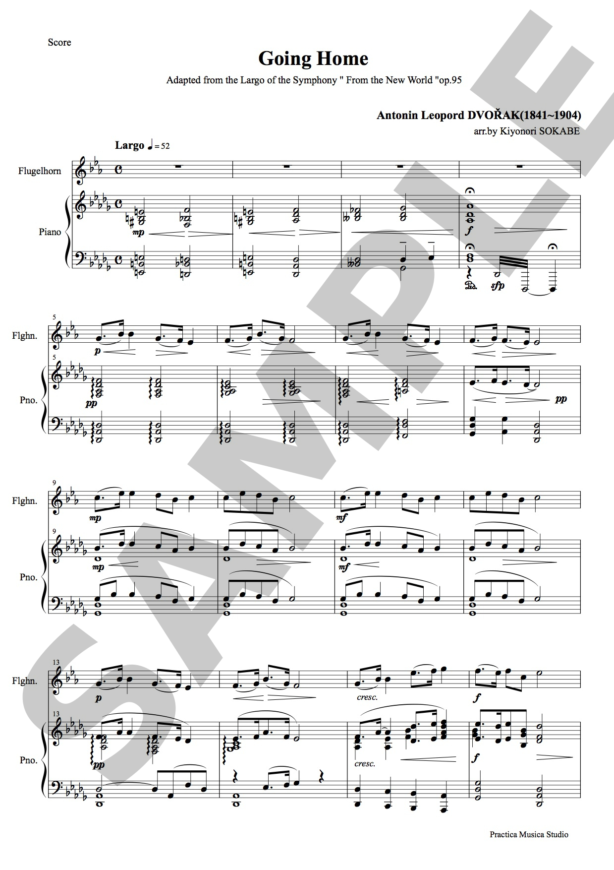 家路 (ドボルザーク) 鍵盤/管楽 - トランペットとピアノのための二重奏 | 現代日本の音楽の楽譜 | SOKABE Music Publishing